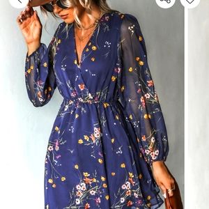 Floral Chiffon A-line Mini Dress